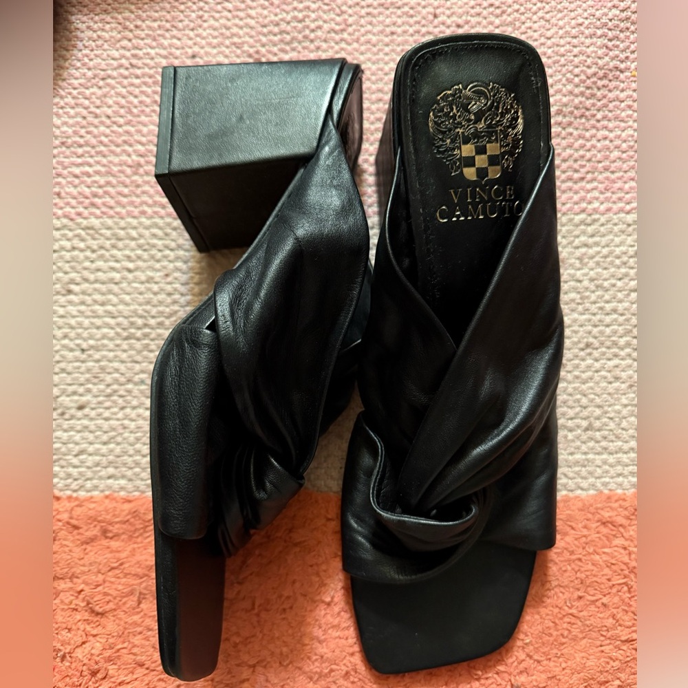 Chunky black heels